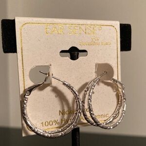 Textured Silver Hoop Earrings